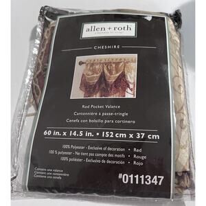 Allen + Roth Cheshire Rod Pocket Valance Red & Gold 60 In X 14.5in NEW